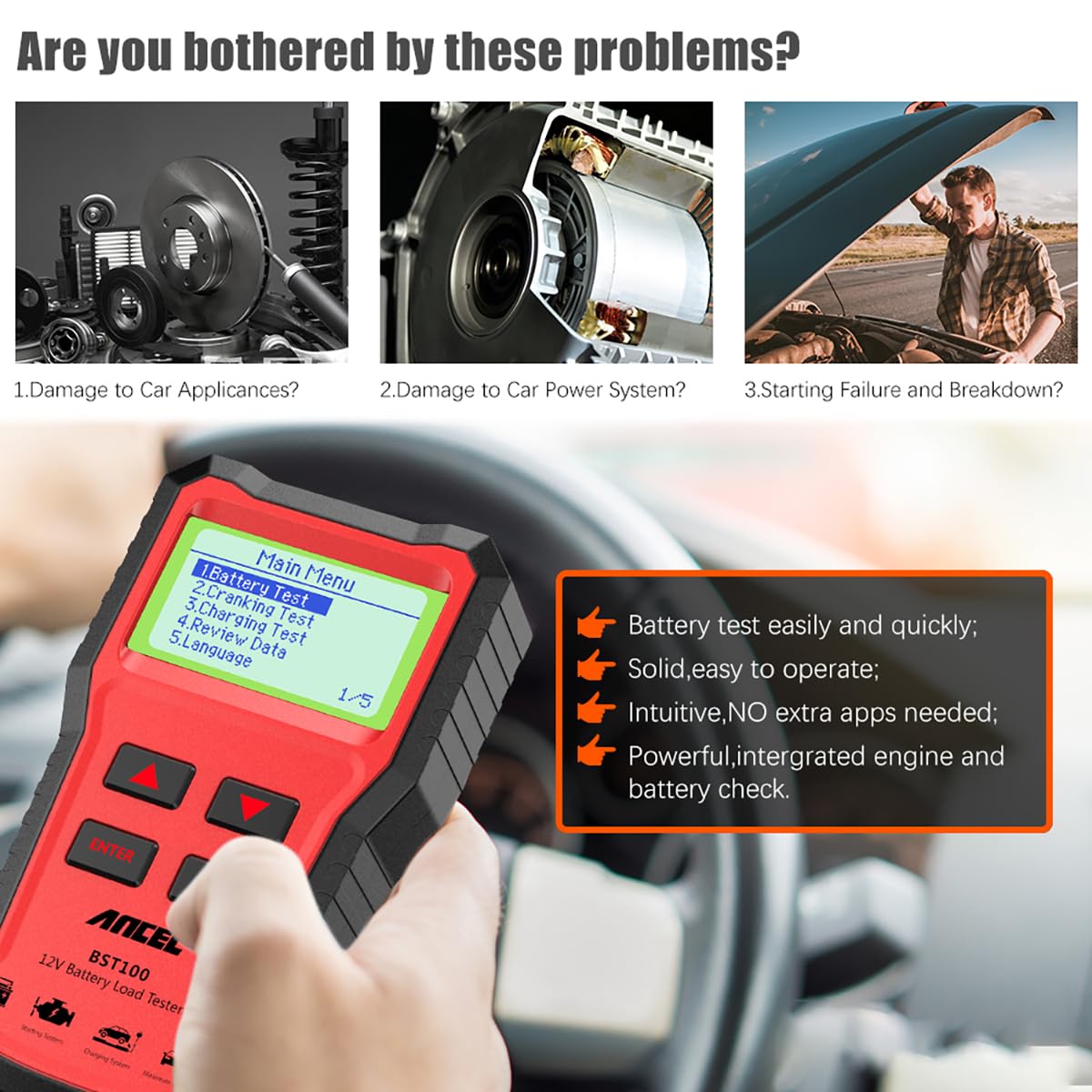 Car Battery Load Tester Digital Cranking - Digital 12V Car Battery Tester Diagnostic