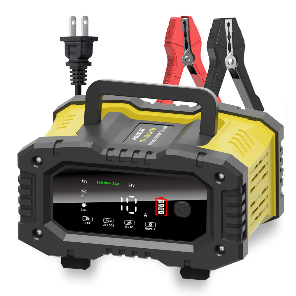 Smart Car Battery Charger 12V 24V 20A - FOXSUR Car Motorcycle Battery Charger 20A