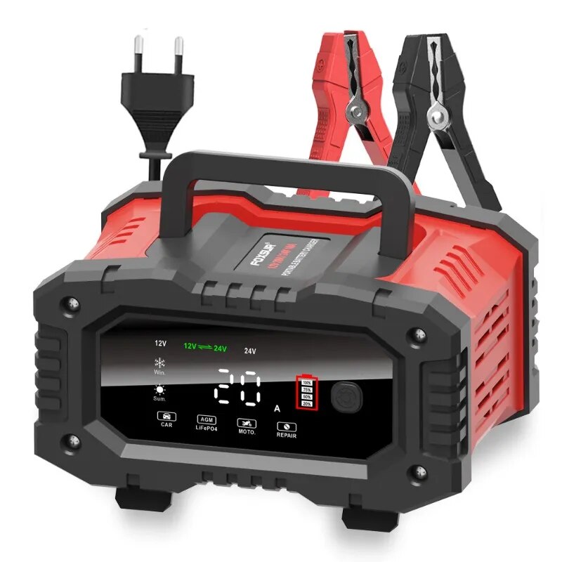 Smart Car Battery Charger 12V 24V 20A - 20A/10A Car Motorcycle Battery Charger 12V/24V