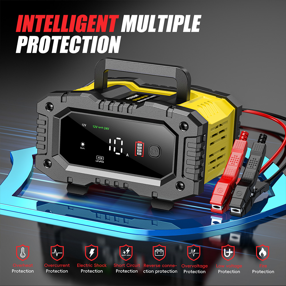 FOXSUR 12V 24V Car Motorcycle  - Lifepo4 Battery Charger Smart Automatic recension och pris