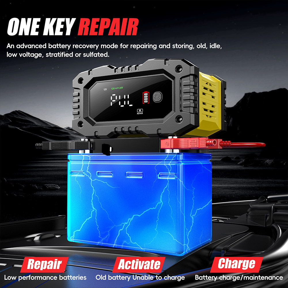 FOXSUR 12V 24V Car Motorcycle  - Lifepo4 Battery Charger Smart Automatic recension och pris