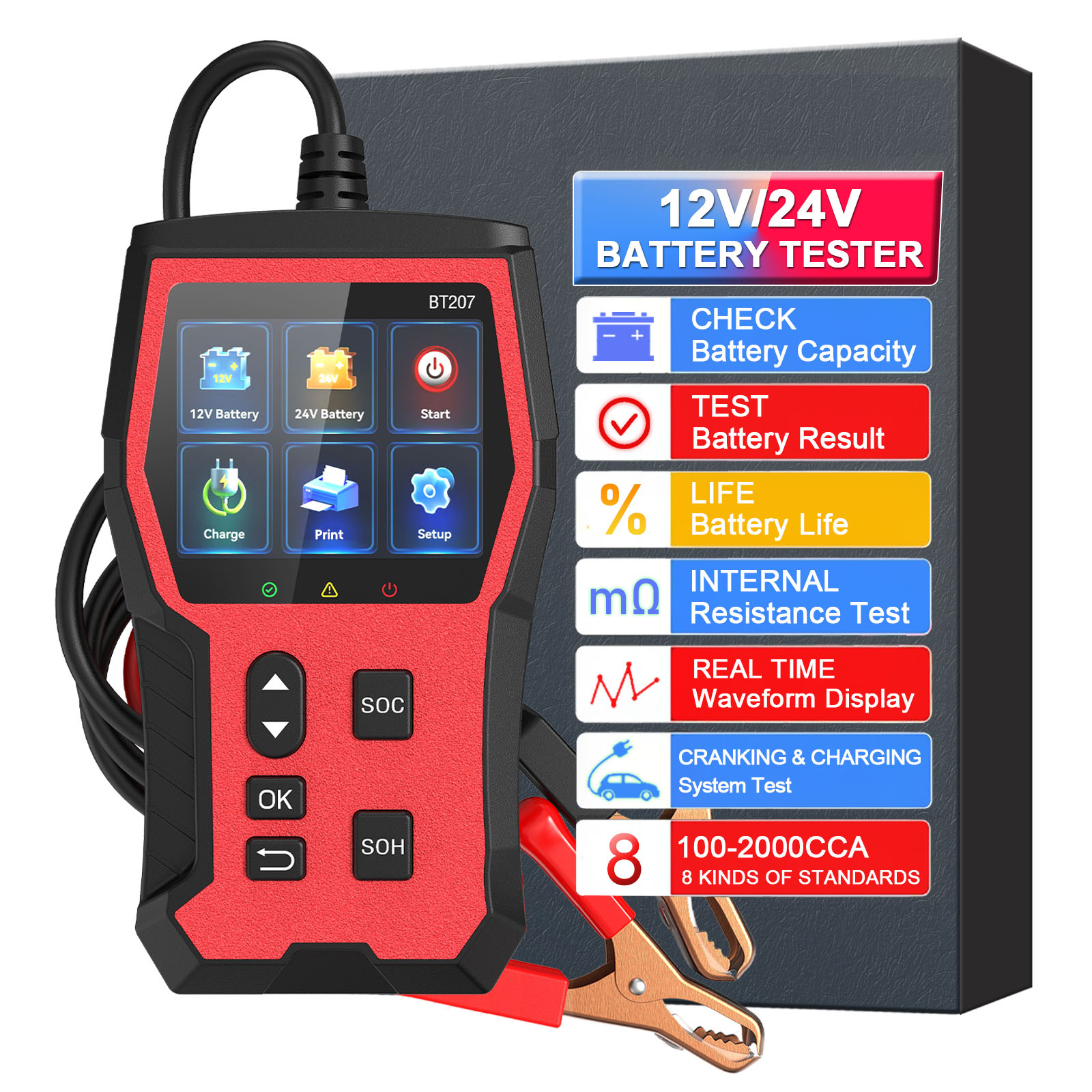 Car Battery Tester 12-24V Auto - Car Battery Load Tester Digital Cranking recension och pris