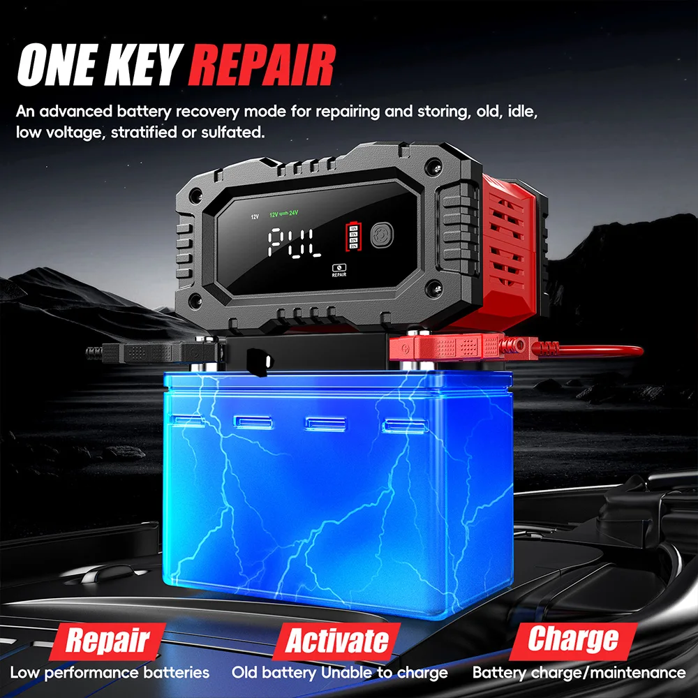 New FOXSUR 20A/10A Car Motorcy - Smart Car Battery Charger 12V 24V 20A recension och pris