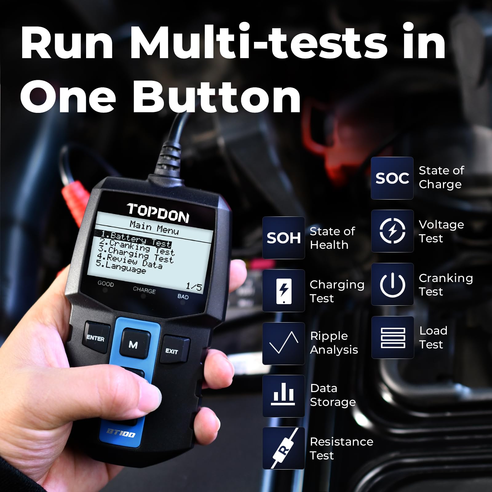 TOPDON BT100 12V Digital Batte - Car Battery Load Tester Digital Cranking recension och pris