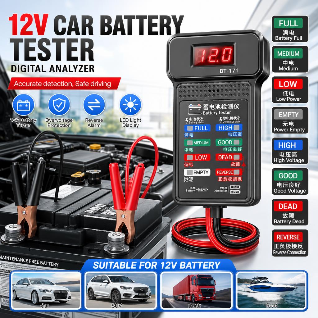 12V Car Battery Tester Digital - Car Battery Load Tester Digital Cranking recension och pris