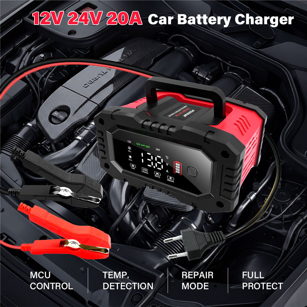 New 20A/10A Car Motorcycle Bat - Smart Car Battery Charger 12V 24V 20A recension och pris