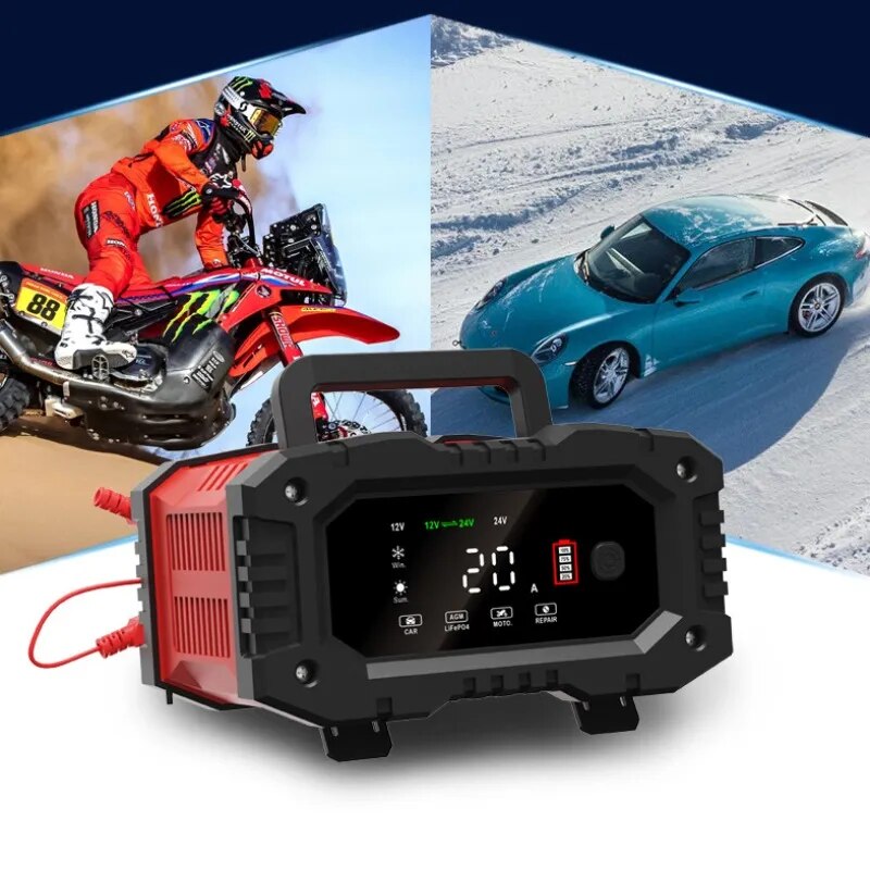 20A/10A Car Motorcycle Battery - Smart Car Battery Charger 12V 24V 20A recension och pris