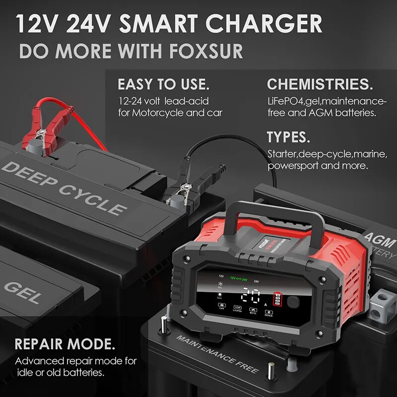 20A/10A Car Motorcycle Battery - Smart Car Battery Charger 12V 24V 20A recension och pris
