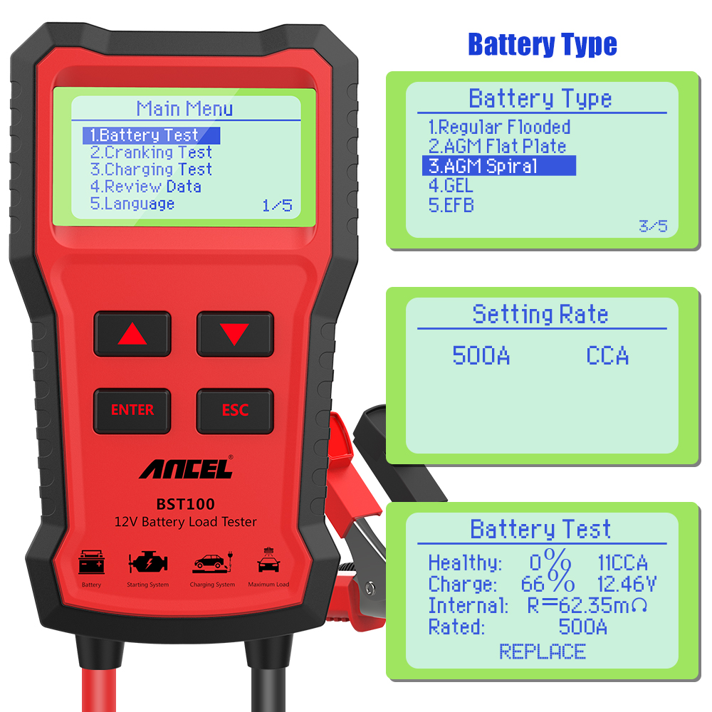 HOT ANCEL BST100 Car Battery T - Car Battery Load Tester Digital Cranking recension och pris