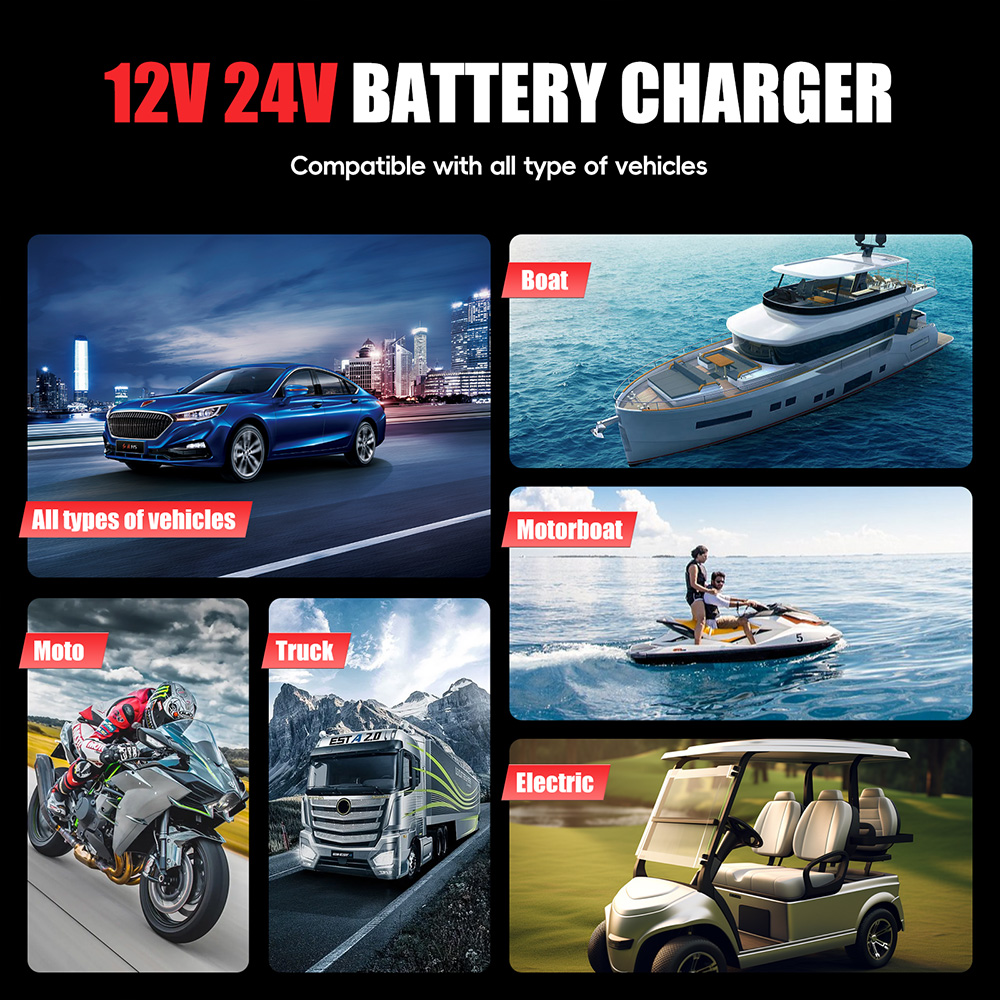 FOXSUR 12V/20A 24V/10A Smart B - Smart Car Battery Charger 12V 24V 20A recension och pris