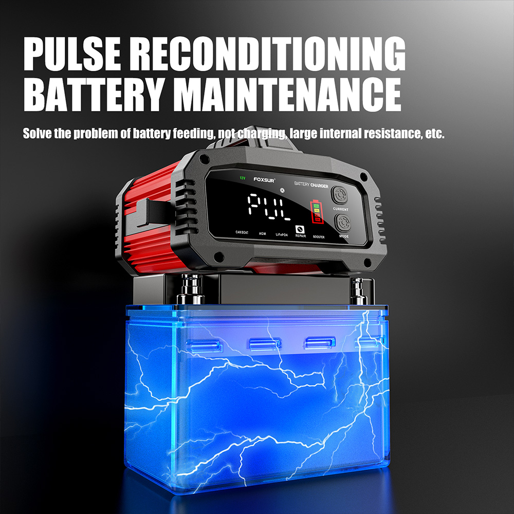 FOXSUR 20A/10A Car Moto Batter - Smart Car Battery Charger 12V 24V 20A recension och pris