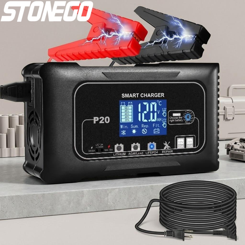 12V 24V 20A Smart Battery Char - Smart Car Battery Charger 12V 24V 20A recension och pris