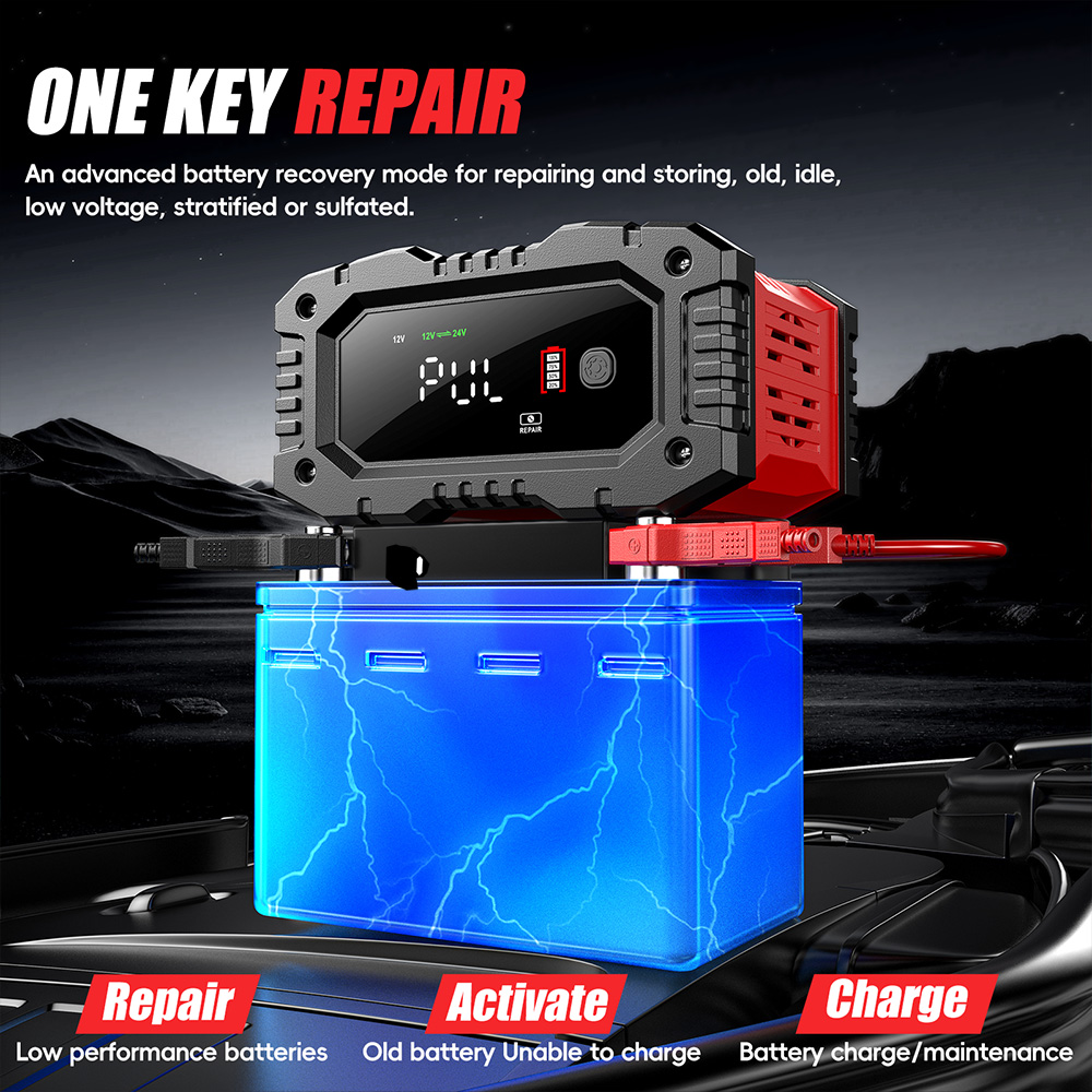 FOXSUR 20A/10A Car Motorcycle  - Smart Car Battery Charger 12V 24V 20A recension och pris