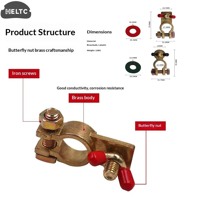 1 Set Solid Brass Clamps Conne - Battery Terminal Clamps Quick Release Brass recension och pris