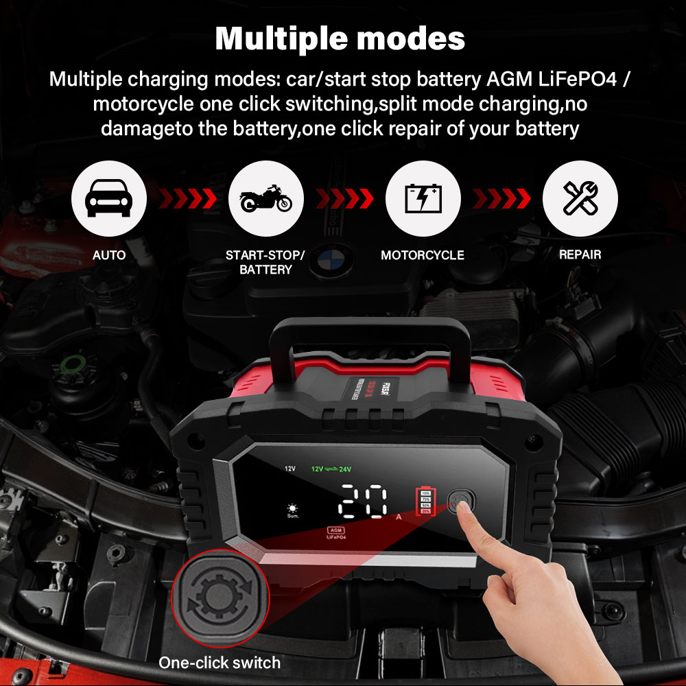 20A/10A Car Motorcycle Battery - Smart Car Battery Charger 12V 24V 20A recension och pris