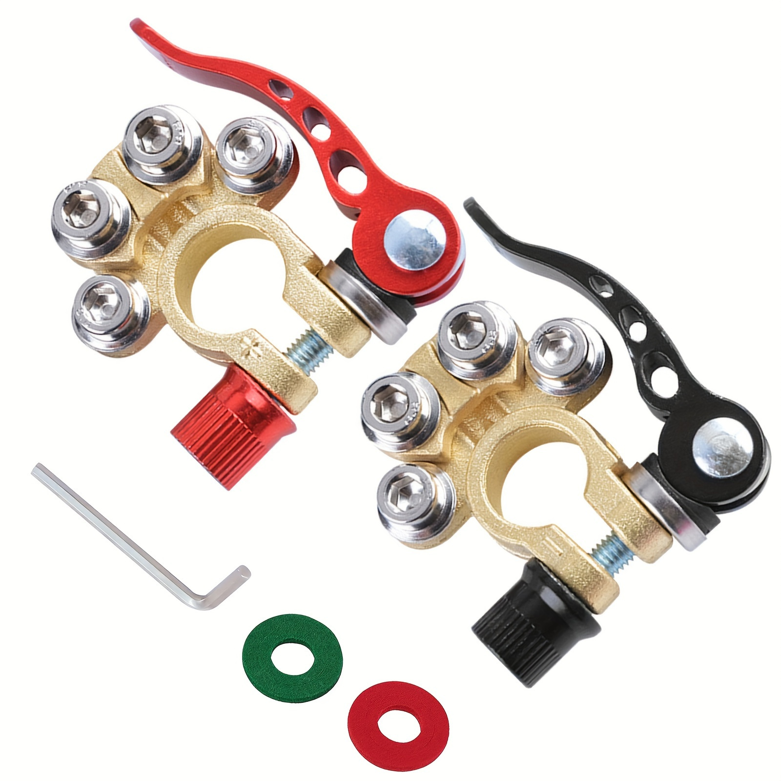 1 Set of Positive and Negative - Battery Terminal Clamps Quick Release Brass recension och pris