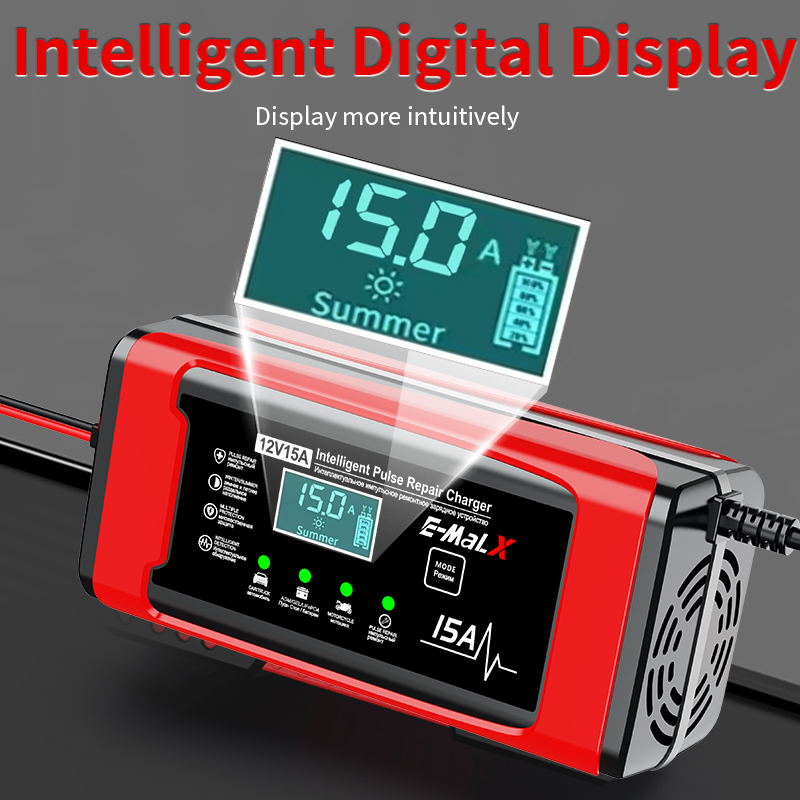EU Plug 12V 15A Smart Battery  - Lifepo4 Battery Charger Smart Automatic recension och pris
