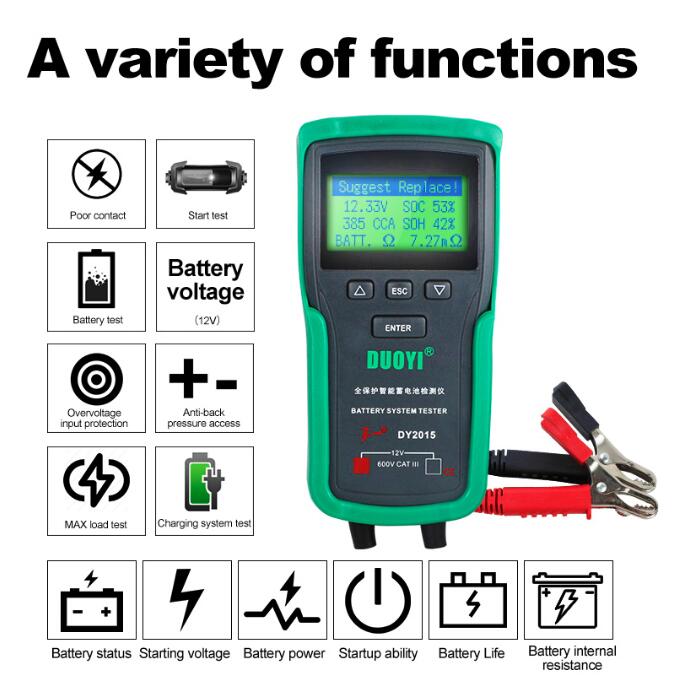 DUOYI DY2015 12V Car Battery S - Car Battery Load Tester Digital Cranking recension och pris